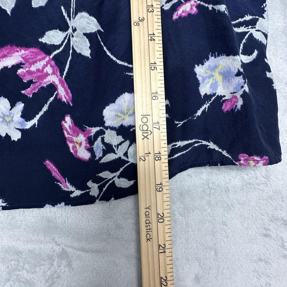 Joie Blouse Womens Small Blue Floral Silk Cold Shoulder Ruffle Top Long Sleeve - Picture 7 of 8